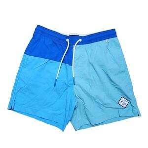 American Eagle Men's Blue Colorblock Swim Trunks Mesh Lined Medium F59